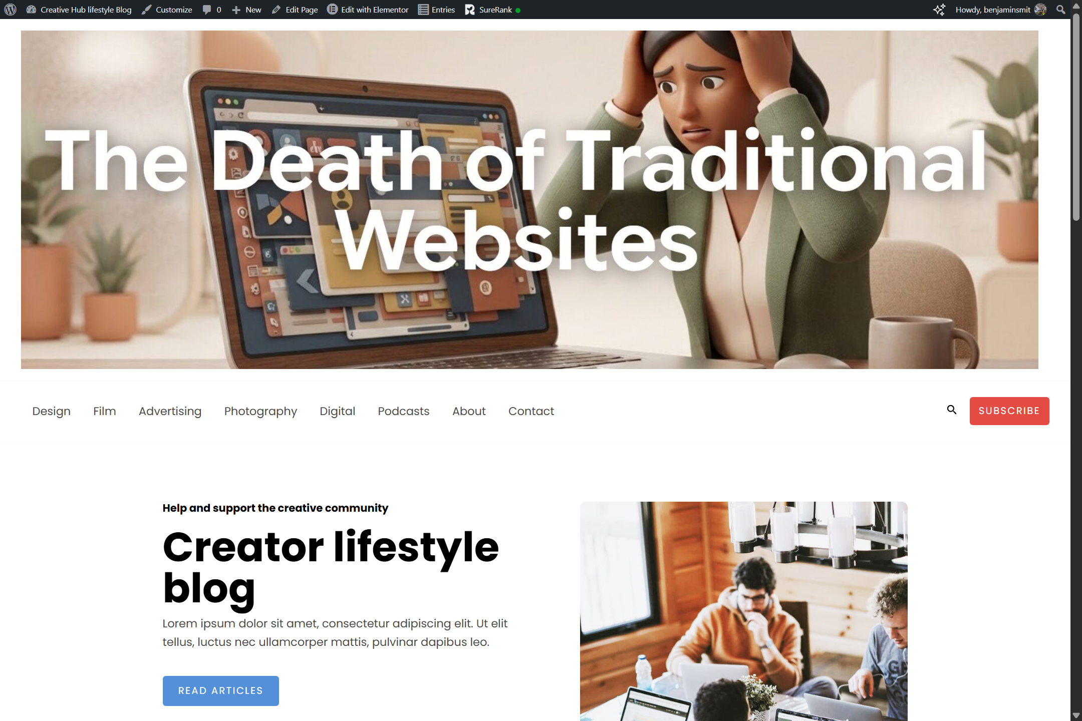 Creators collaborating on laptops in a cozy lifestyle workspace